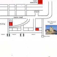 Карта-схема г. Уранополис (место выдачи диамонитириона (виза-разрешение на посещение Св. Афона), касса, причал
